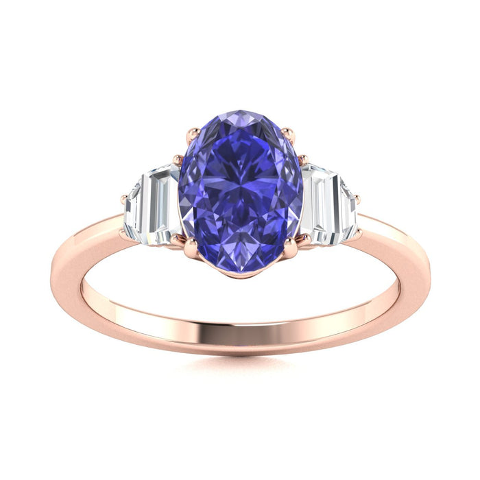 14KT Gold Tanzanite and Diamond Ladies Ring (Tanzanite 1.21 cts White Diamonds 0.13 cts)