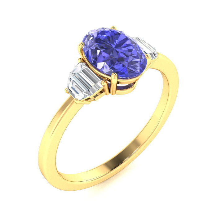 14KT Gold Tanzanite and Diamond Ladies Ring (Tanzanite 1.21 cts White Diamonds 0.13 cts)