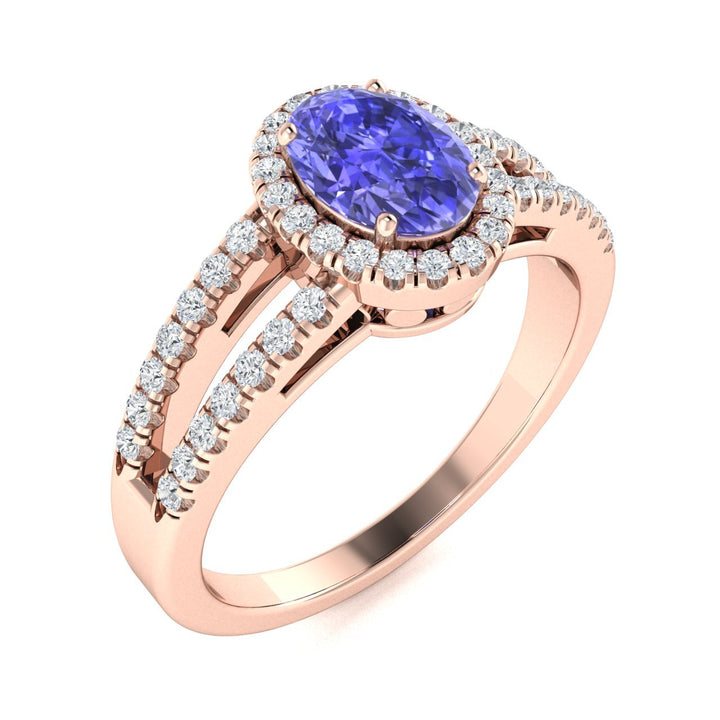 14KT Gold Tanzanite and Diamond Ladies Ring (Tanzanite 1.28 cts. White Diamond 0.24 cts.)