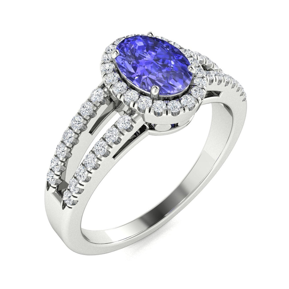 14KT Gold Tanzanite and Diamond Ladies Ring (Tanzanite 1.28 cts. White Diamond 0.24 cts.)