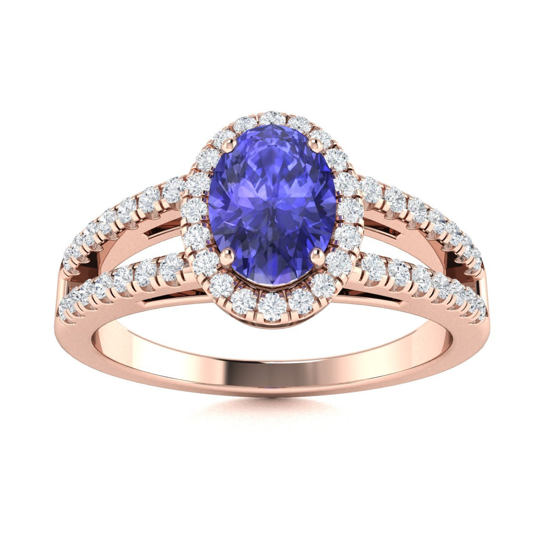 14KT Gold Tanzanite and Diamond Ladies Ring (Tanzanite 1.28 cts. White Diamond 0.24 cts.)