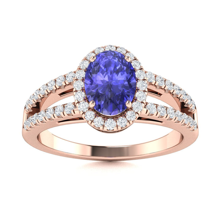 14KT Gold Tanzanite and Diamond Ladies Ring (Tanzanite 1.28 cts. White Diamond 0.24 cts.)