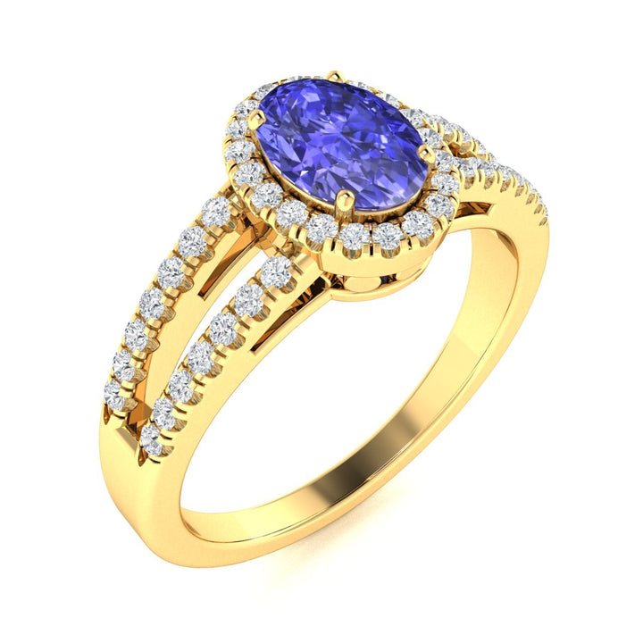 14KT Gold Tanzanite and Diamond Ladies Ring (Tanzanite 1.28 cts. White Diamond 0.24 cts.)