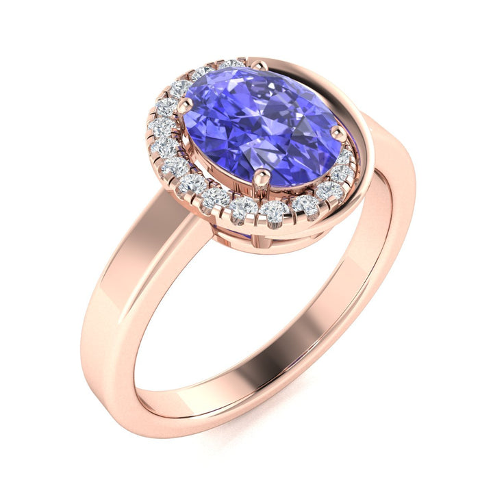 14KT Gold Tanzanite and Diamond Ladies Ring (Tanzanite 1.38 cts. White Diamond 0.15 cts.)