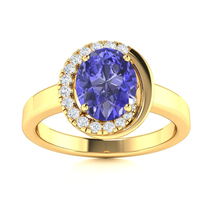 14KT Gold Tanzanite and Diamond Ladies Ring (Tanzanite 1.38 cts. White Diamond 0.15 cts.)