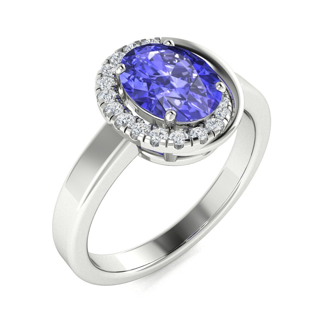 14KT Gold Tanzanite and Diamond Ladies Ring (Tanzanite 1.38 cts. White Diamond 0.15 cts.)