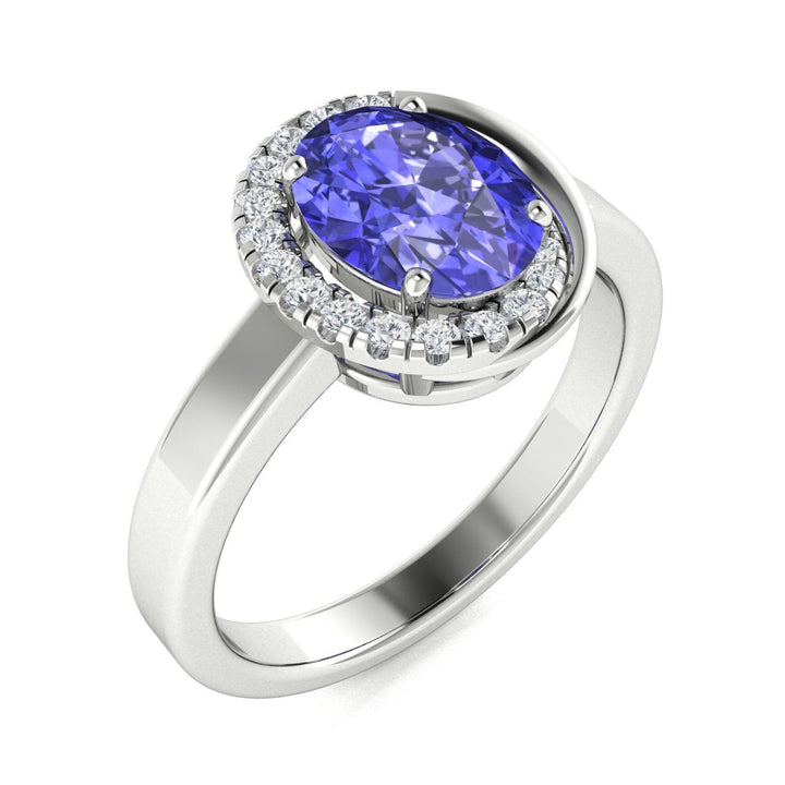 14KT Gold Tanzanite and Diamond Ladies Ring (Tanzanite 1.38 cts. White Diamond 0.15 cts.)