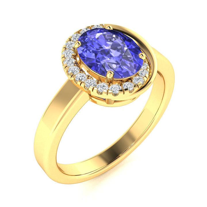 14KT Gold Tanzanite and Diamond Ladies Ring (Tanzanite 1.38 cts. White Diamond 0.15 cts.)