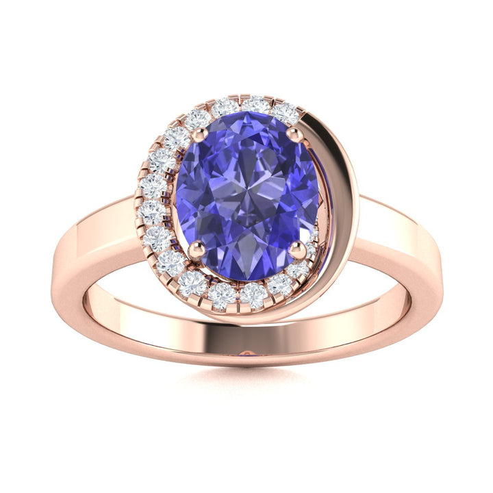 14KT Gold Tanzanite and Diamond Ladies Ring (Tanzanite 1.38 cts. White Diamond 0.15 cts.)