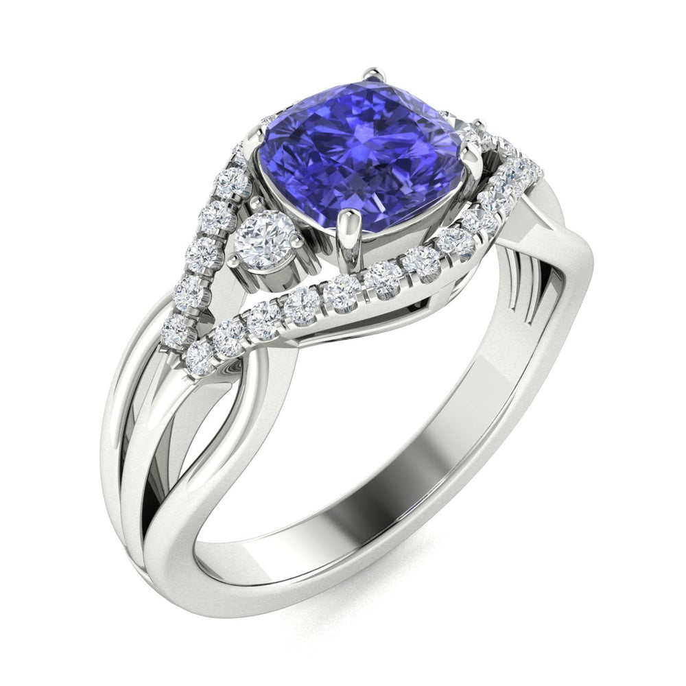 14KT Gold Tanzanite and Diamond Ladies Ring (Tanzanite 1.50 cts. White Diamond 0.50 cts.)