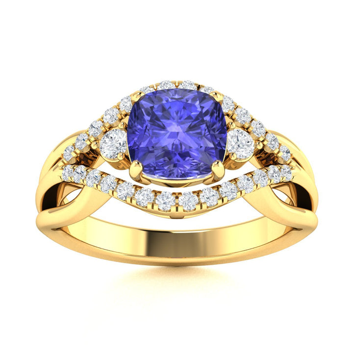 14KT Gold Tanzanite and Diamond Ladies Ring (Tanzanite 1.50 cts. White Diamond 0.50 cts.)