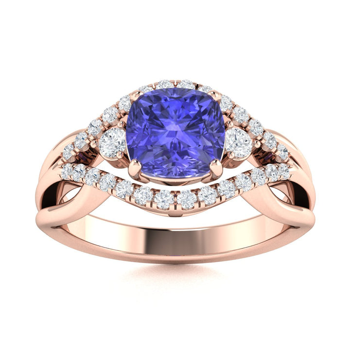 14KT Gold Tanzanite and Diamond Ladies Ring (Tanzanite 1.50 cts. White Diamond 0.50 cts.)