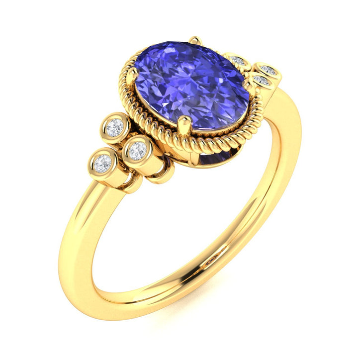 14KT Gold Tanzanite and Diamond Ladies Ring (Tanzanite 1.62 cts. White Diamond 0.81 cts.)
