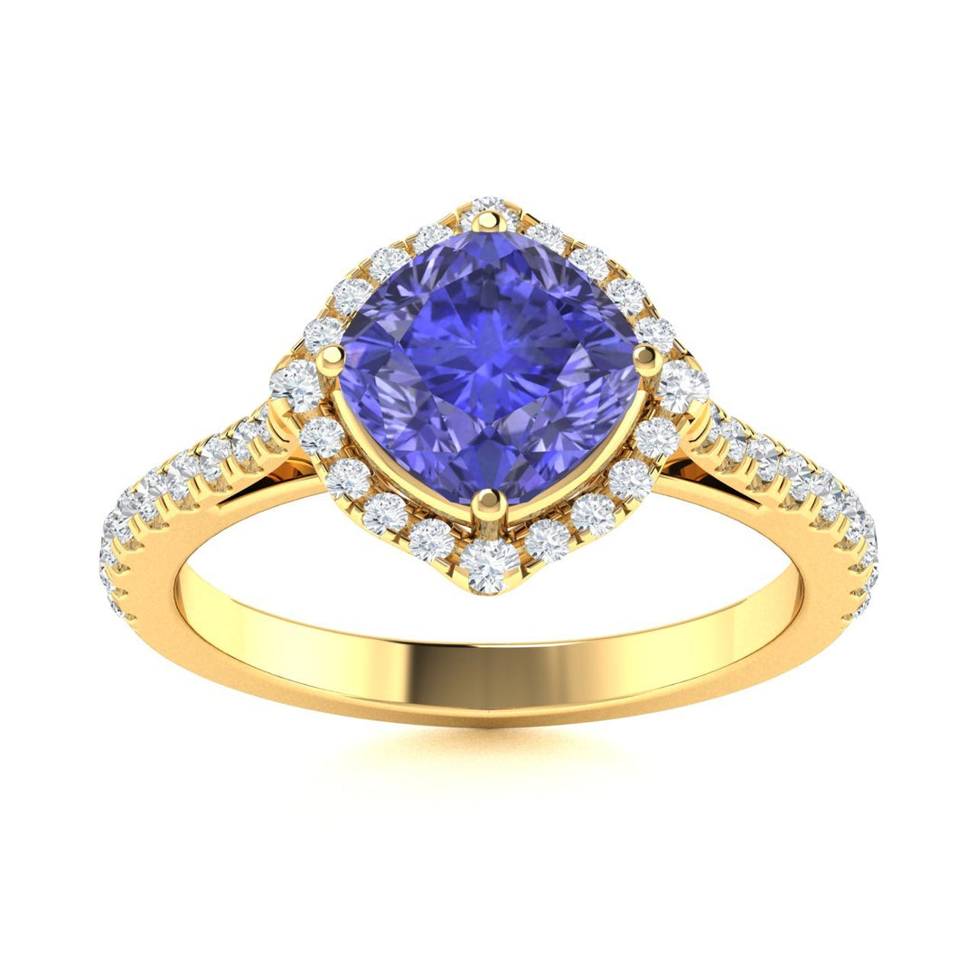 14KT Gold Tanzanite and Diamond Ladies Ring (Tanzanite 1.67 cts. White Diamond 0.56 cts.)