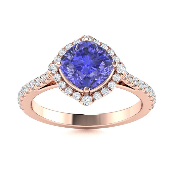 14KT Gold Tanzanite and Diamond Ladies Ring (Tanzanite 1.67 cts. White Diamond 0.56 cts.)