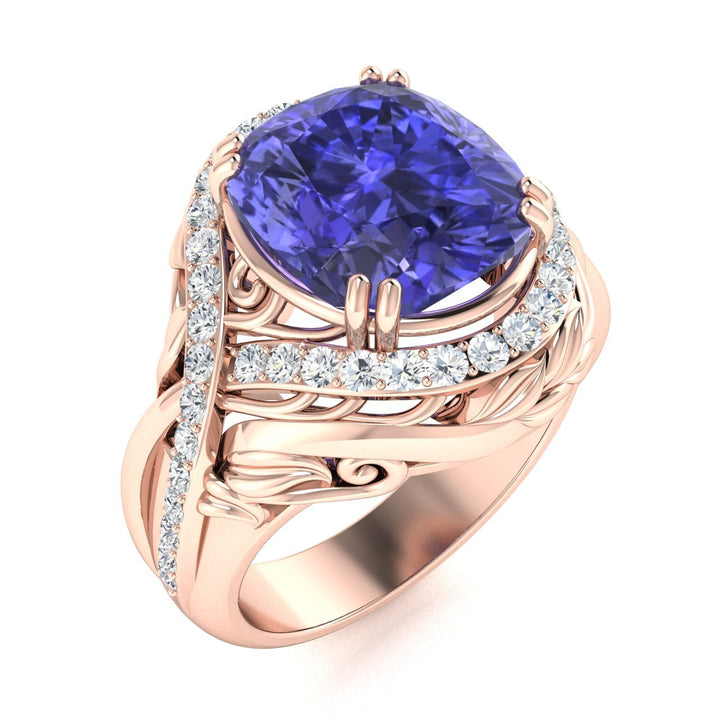 14KT Gold Tanzanite and Diamond Ladies Ring (Tanzanite 17.33 cts. White Diamond 0.93 cts.)