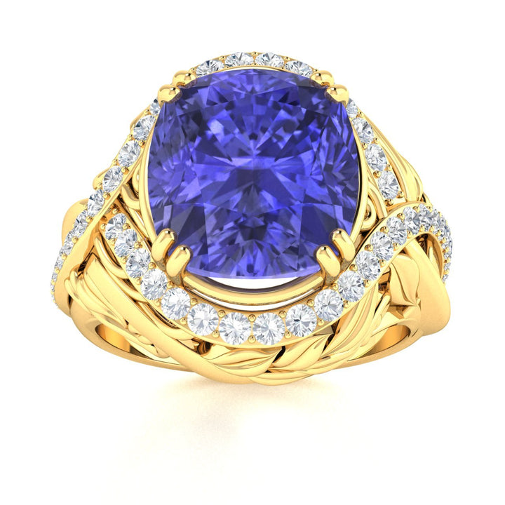 14KT Gold Tanzanite and Diamond Ladies Ring (Tanzanite 17.33 cts. White Diamond 0.93 cts.)