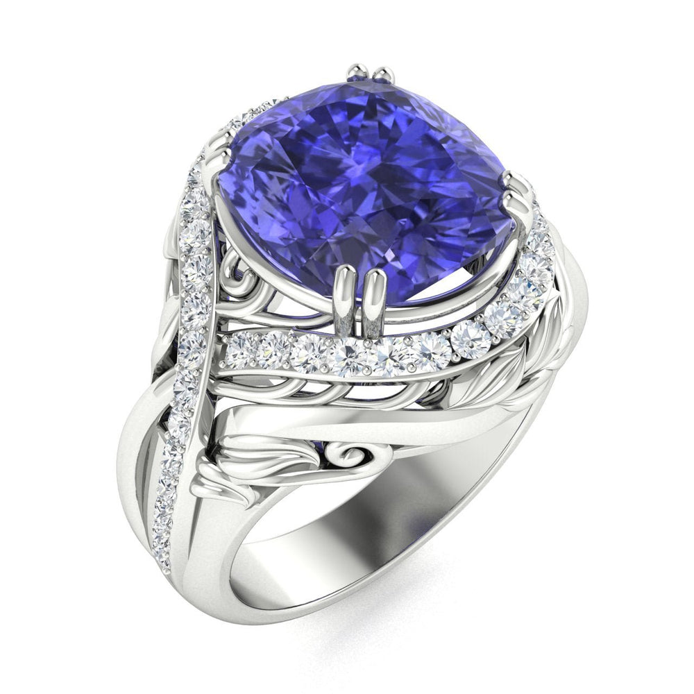 14KT Gold Tanzanite and Diamond Ladies Ring (Tanzanite 17.33 cts. White Diamond 0.93 cts.)