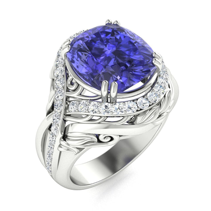 14KT Gold Tanzanite and Diamond Ladies Ring (Tanzanite 17.33 cts. White Diamond 0.93 cts.)