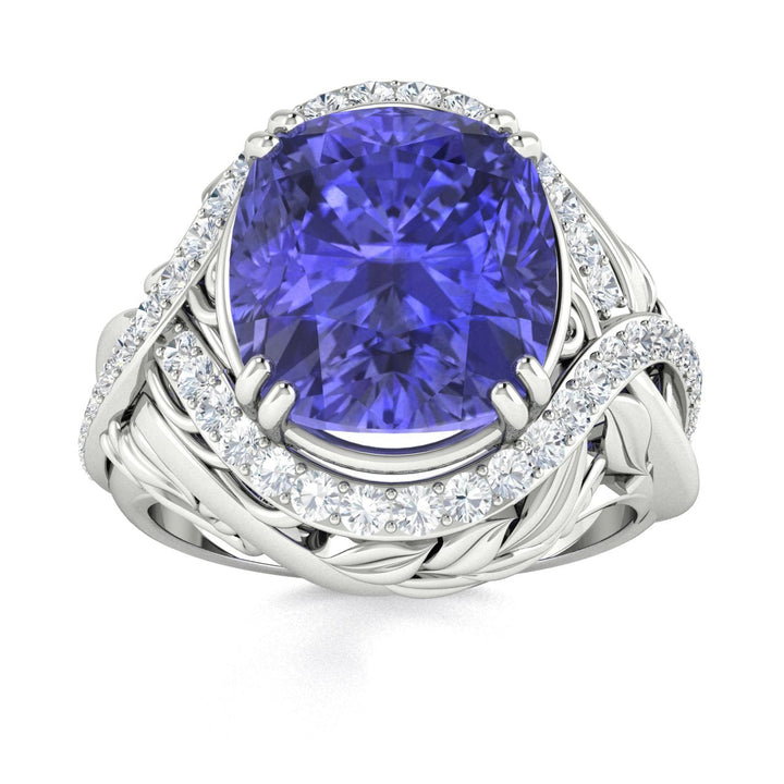 14KT Gold Tanzanite and Diamond Ladies Ring (Tanzanite 17.33 cts. White Diamond 0.93 cts.)