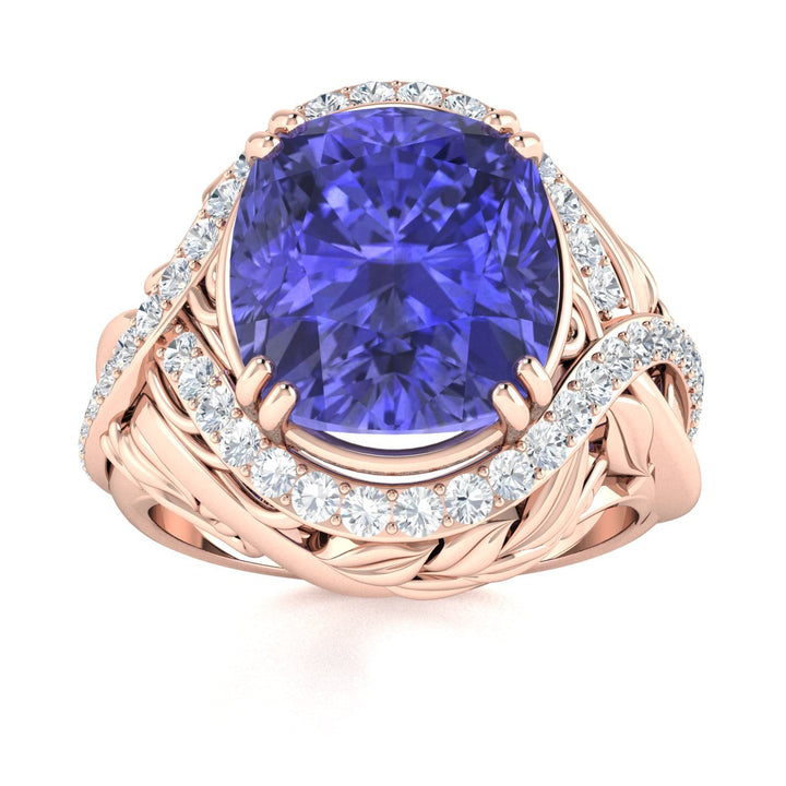 14KT Gold Tanzanite and Diamond Ladies Ring (Tanzanite 17.33 cts. White Diamond 0.93 cts.)