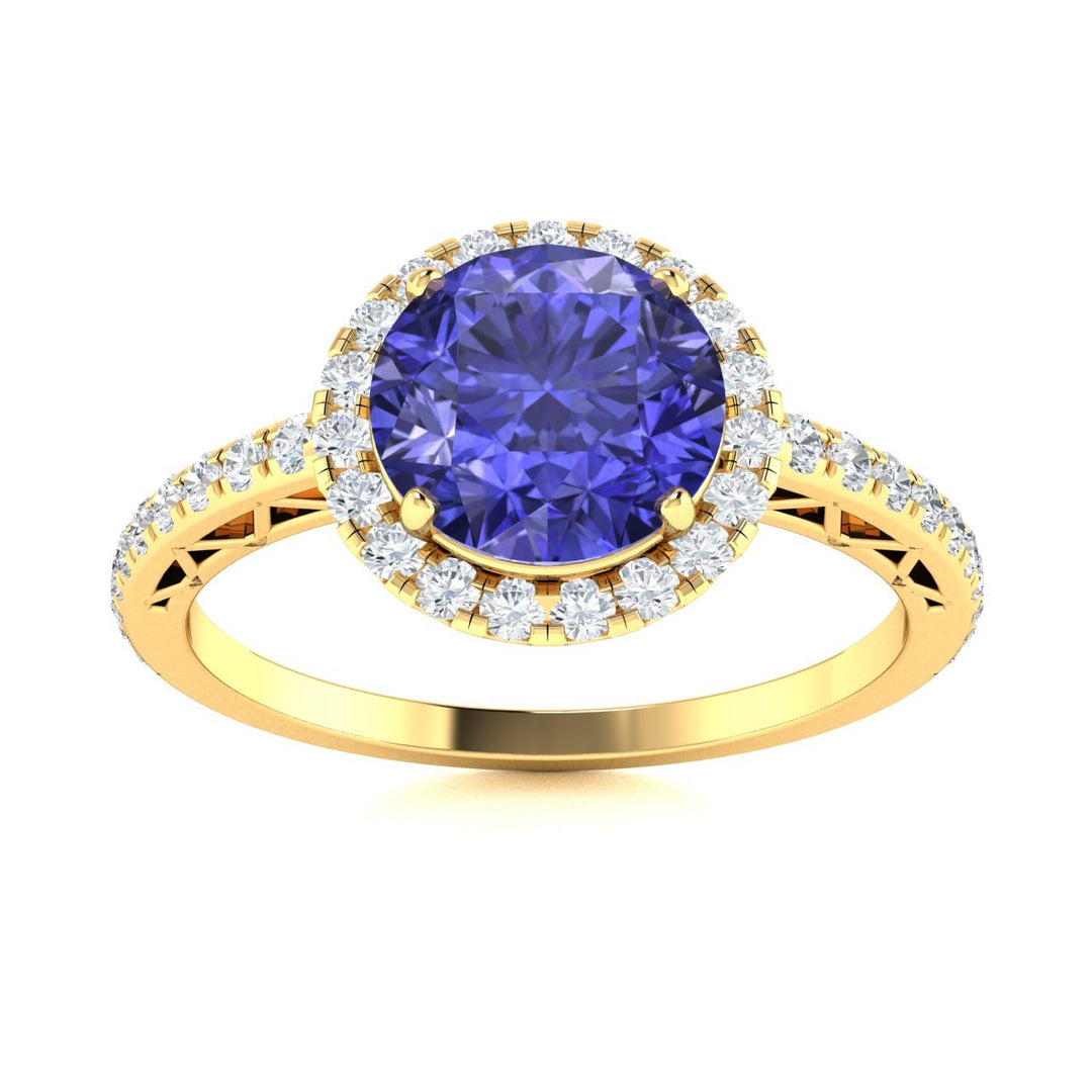 14KT Gold Tanzanite and Diamond Ladies Ring (Tanzanite 1.74 cts. White Diamond 0.34 cts.)