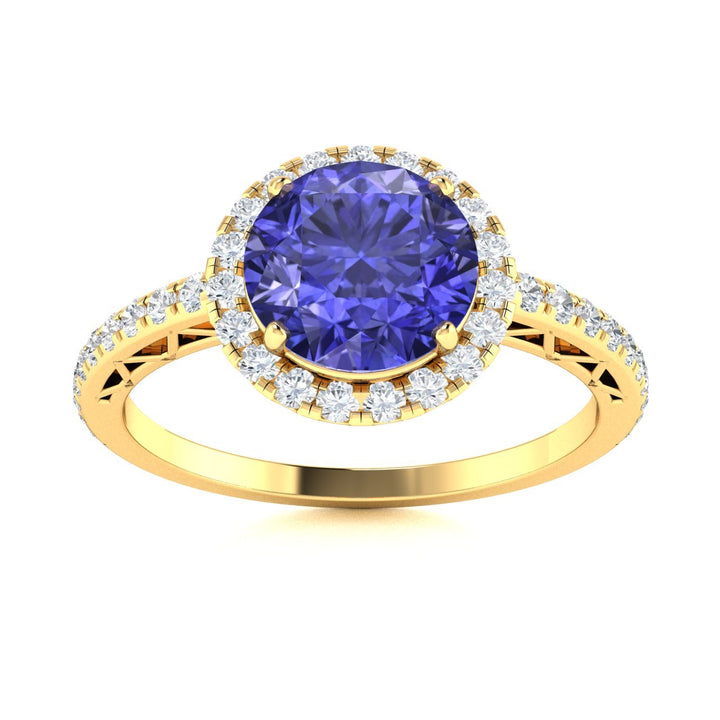 14KT Gold Tanzanite and Diamond Ladies Ring (Tanzanite 1.74 cts. White Diamond 0.34 cts.)
