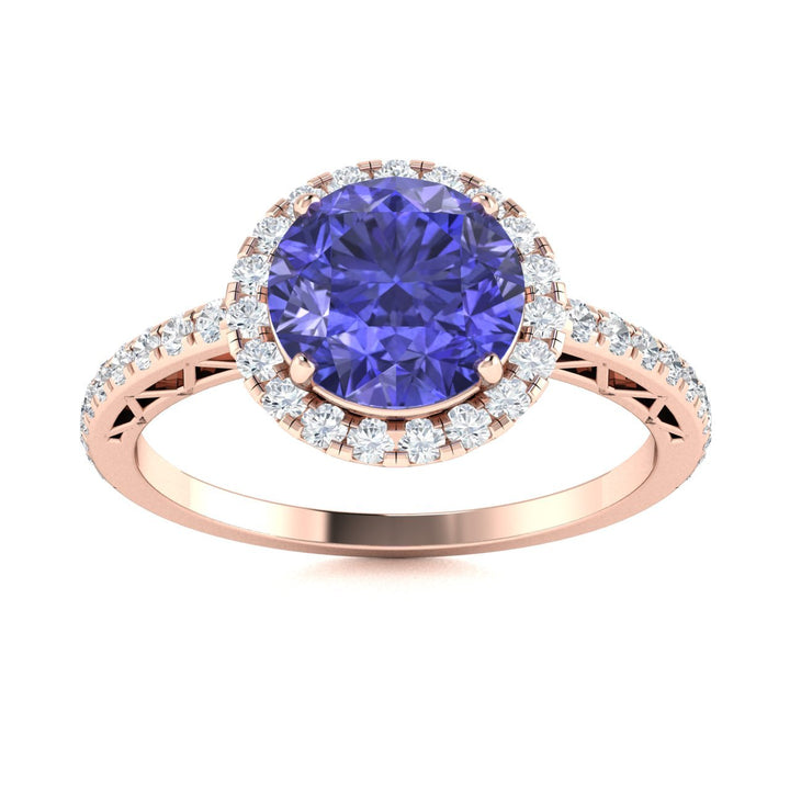 14KT Gold Tanzanite and Diamond Ladies Ring (Tanzanite 1.74 cts. White Diamond 0.34 cts.)