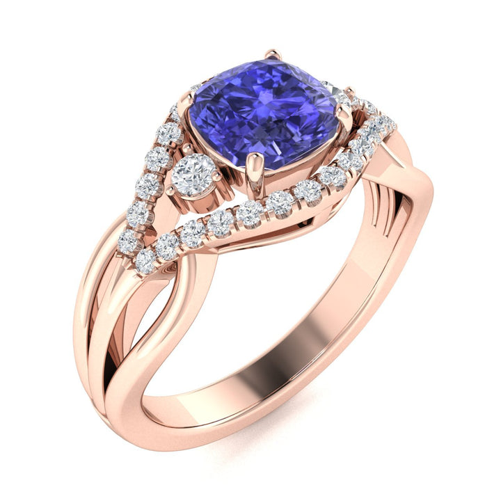 14KT Gold Tanzanite and Diamond Ladies Ring (Tanzanite 1.75 cts. White Diamond 0.45 cts.)