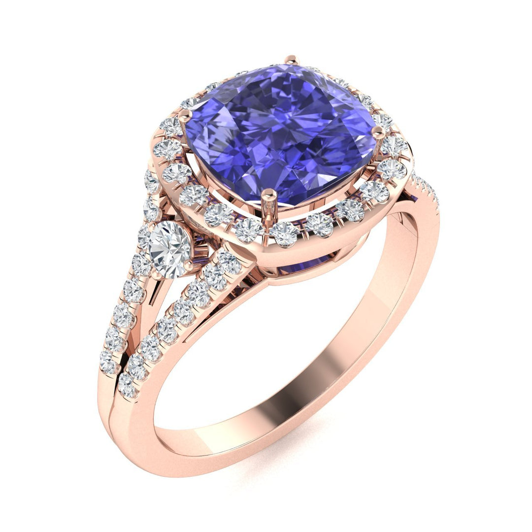 14KT Gold Tanzanite and Diamond Ladies Ring (Tanzanite 1.8 cts. White Diamond 0.44 cts.)