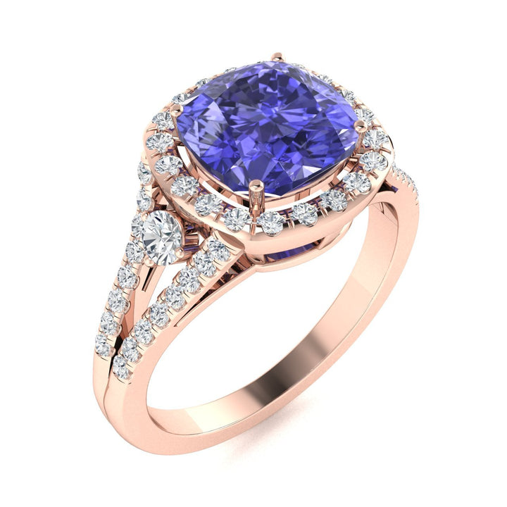 14KT Gold Tanzanite and Diamond Ladies Ring (Tanzanite 1.8 cts. White Diamond 0.44 cts.)