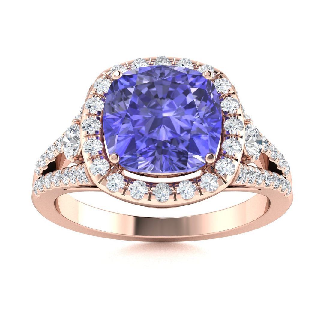 14KT Gold Tanzanite and Diamond Ladies Ring (Tanzanite 1.8 cts. White Diamond 0.44 cts.)