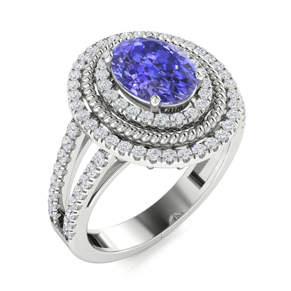 14KT Gold Tanzanite and Diamond Ladies Ring (Tanzanite 1.8 cts. White Diamond 0.5 cts.)
