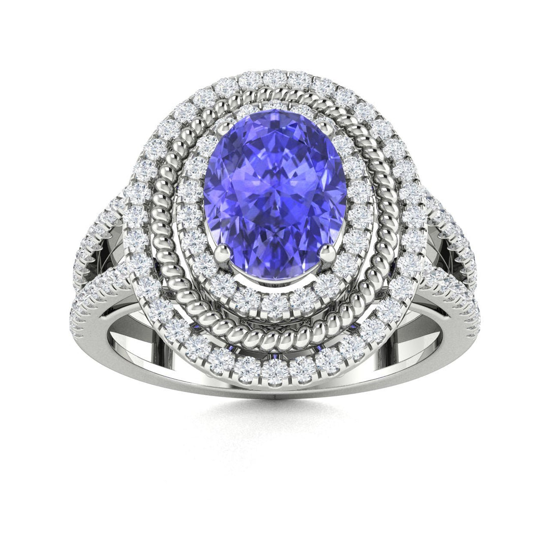 14KT Gold Tanzanite and Diamond Ladies Ring (Tanzanite 1.8 cts. White Diamond 0.5 cts.)