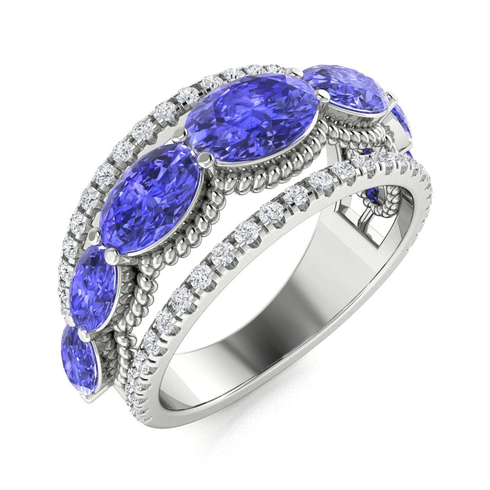 14KT Gold Tanzanite and Diamond Ladies Ring (Tanzanite 2.11 cts. White Diamond 0.42 cts.)