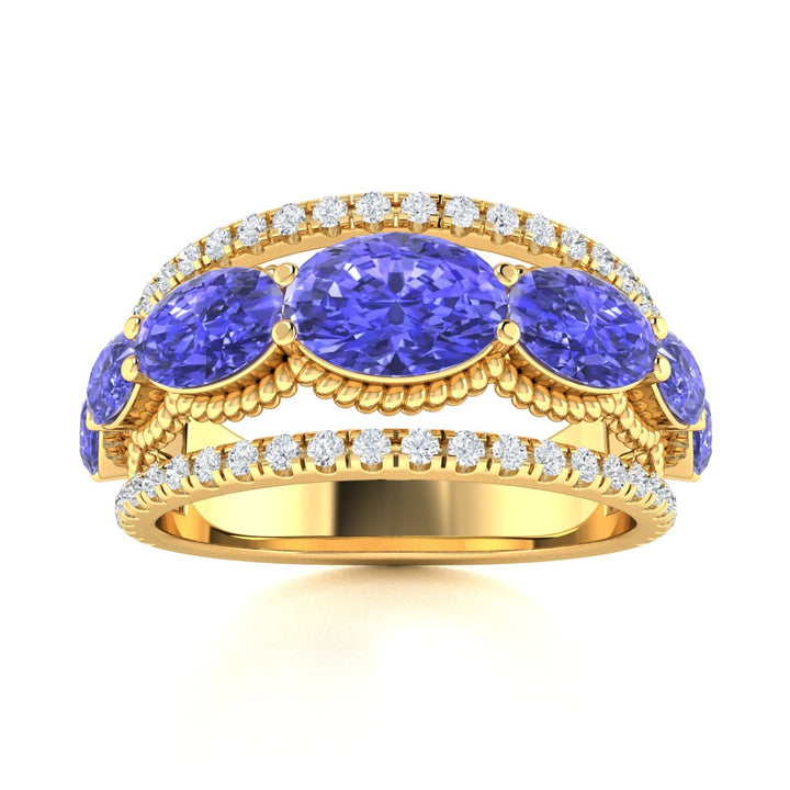 14KT Gold Tanzanite and Diamond Ladies Ring (Tanzanite 2.11 cts. White Diamond 0.42 cts.)