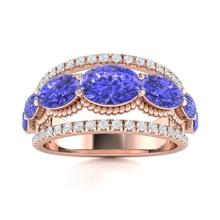 14KT Gold Tanzanite and Diamond Ladies Ring (Tanzanite 2.11 cts. White Diamond 0.42 cts.)