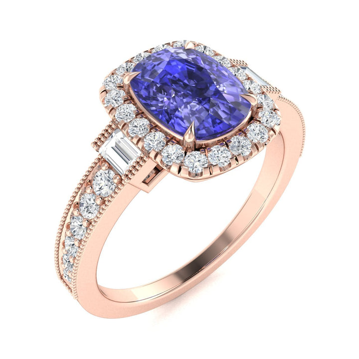 14KT Gold Tanzanite and Diamond Ladies Ring (Tanzanite 2.85 cts White Diamonds 1.00 cts)