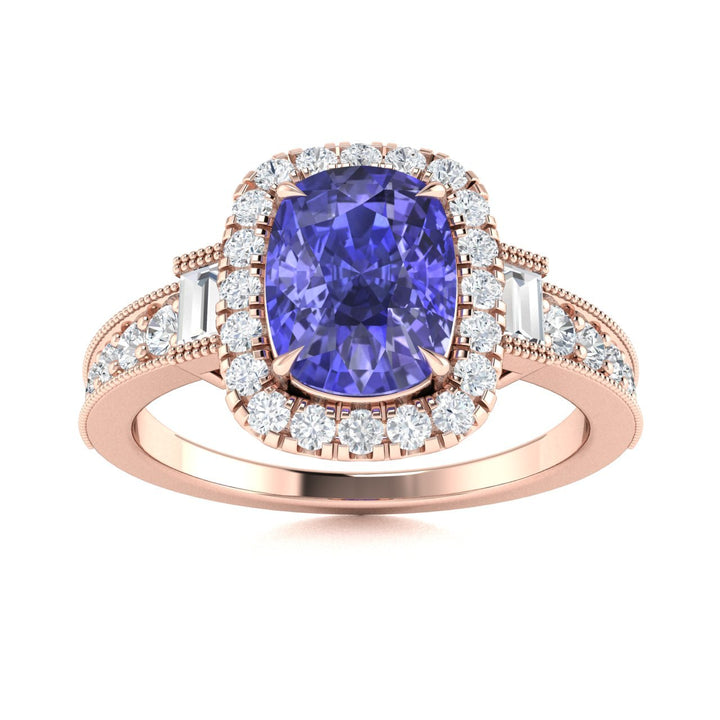 14KT Gold Tanzanite and Diamond Ladies Ring (Tanzanite 2.85 cts White Diamonds 1.00 cts)