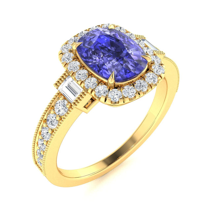 14KT Gold Tanzanite and Diamond Ladies Ring (Tanzanite 2.85 cts White Diamonds 1.00 cts)