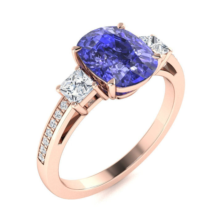 14KT Gold Tanzanite and Diamond Ladies Ring (Tanzanite 3.27 cts. White Diamond 0.43 cts.)