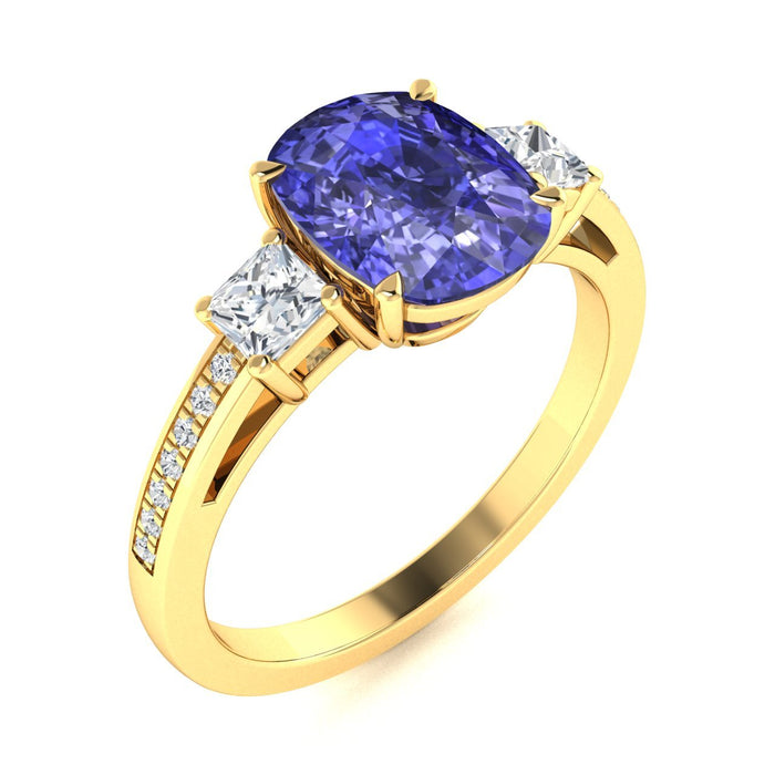 14KT Gold Tanzanite and Diamond Ladies Ring (Tanzanite 3.27 cts. White Diamond 0.43 cts.)