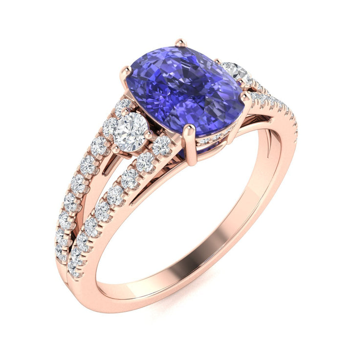 14KT Gold Tanzanite and Diamond Ladies Ring (Tanzanite 3.65 cts. White Diamond 0.36 cts.)
