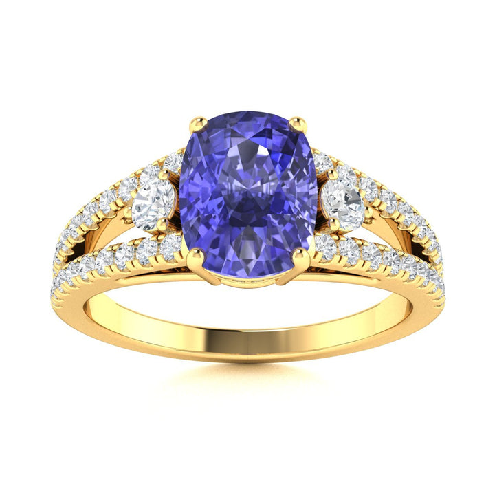 14KT Gold Tanzanite and Diamond Ladies Ring (Tanzanite 3.65 cts. White Diamond 0.36 cts.)