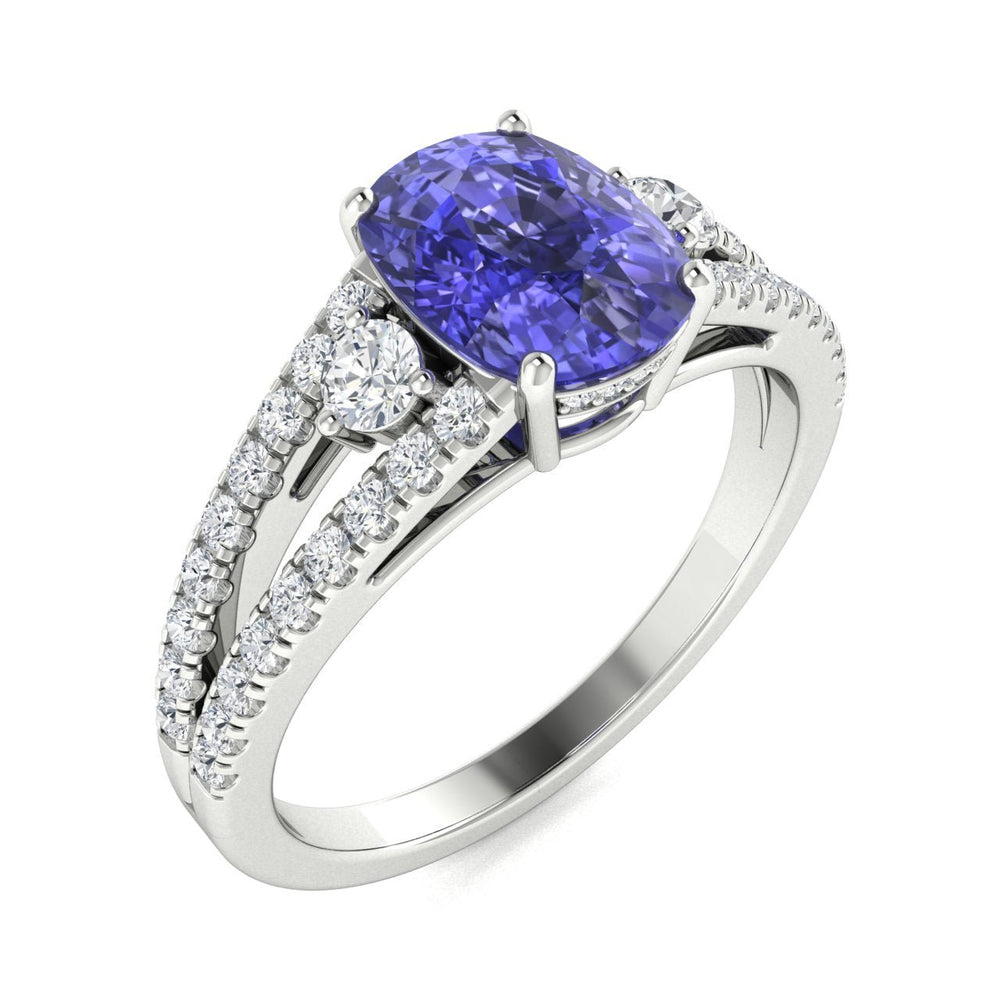 14KT Gold Tanzanite and Diamond Ladies Ring (Tanzanite 3.65 cts. White Diamond 0.36 cts.)