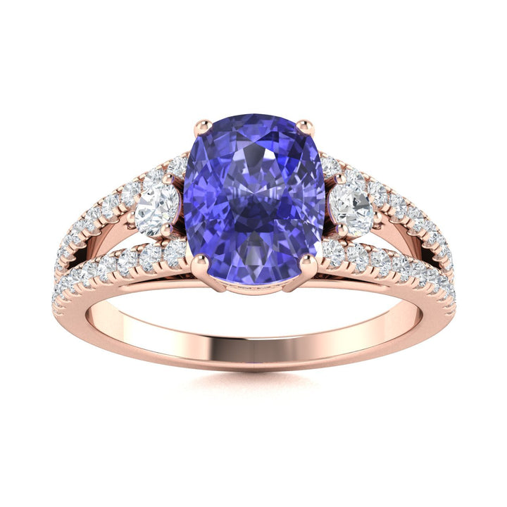 14KT Gold Tanzanite and Diamond Ladies Ring (Tanzanite 3.65 cts. White Diamond 0.36 cts.)