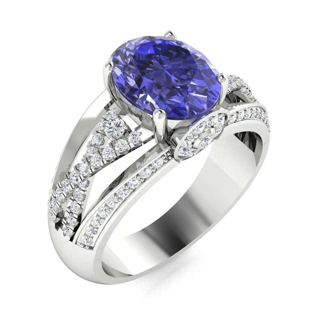 14KT Gold Tanzanite and Diamond Ladies Ring (Tanzanite 3.82 cts. White Diamond 0.87 cts.)