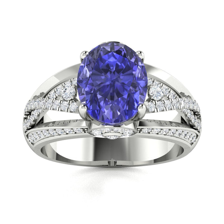 14KT Gold Tanzanite and Diamond Ladies Ring (Tanzanite 3.82 cts. White Diamond 0.87 cts.)