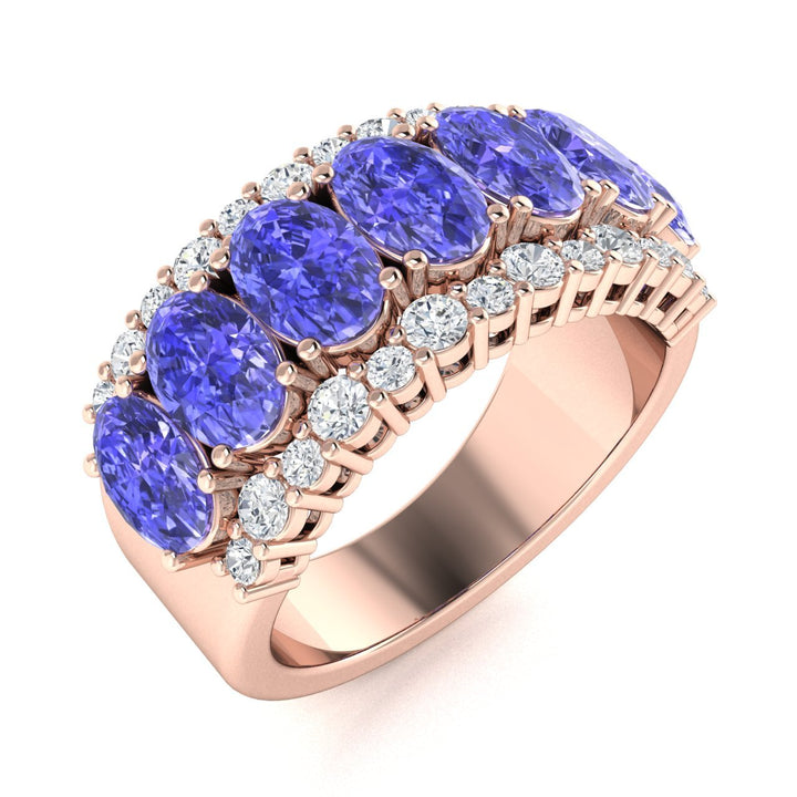 14KT Gold Tanzanite and Diamond Ladies Ring (Tanzanite 3.84 cts. White Diamond 0.72 cts.)