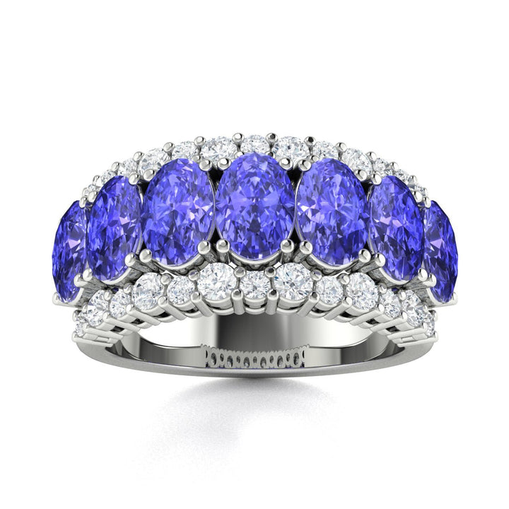 14KT Gold Tanzanite and Diamond Ladies Ring (Tanzanite 3.84 cts. White Diamond 0.72 cts.)